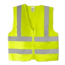 Neiko High Visibility Neon Green Zipper Front Safety Vest with Reflective Strips - Meets ANSI/ISEA Standards, Size Large