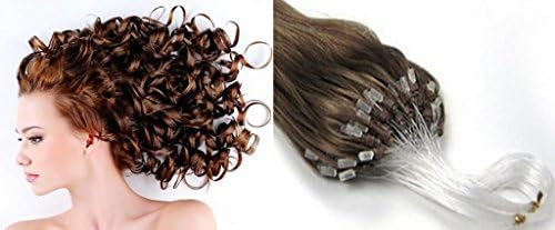 Beauty Wig World 16" 40cm 200s/100g Virgin 100% Brazilian Real Loop Micro Rings hair extensions #8-medium brown