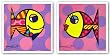 Striped and Dotty Fish Set by Romero Britto 7.5"x7.5" Art Print Poster