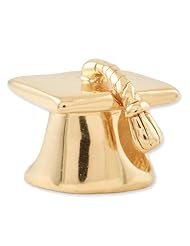 Sterling Silver Gold plated Reflections Graduation Cap Bead
