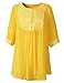 Lanmo Women Linen Shirts Embroidered Tunic Peasant Tops