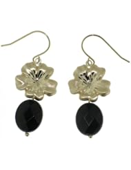 14KT Yellow Gold Satin and Diamond Cut Flower Earring