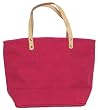 Cotton Colorful Raspberry Red Small Tote Bag with Leather Handle 17"Lx11"H