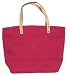 Cotton Colorful Raspberry Red Small Tote Bag with Leather Handle 17"Lx11"H
