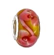 Pandora Style Charm Bead (Z448) - Glass (13mm x 8mm) (fits Troll too) ~ Yellow with Pink Flowers