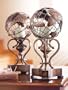 Set of 2 Rustic Globe Replica Pillar Candle Holders