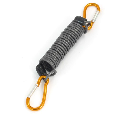 Travel Portable Gold Tone Aluminum Alloy Clip Hook Carabiner Coil Lanyrad