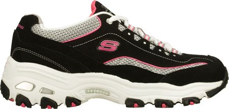 Skechers Women's Centennial Sneaker,Black/White/Pink,8.5 M US