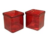 CYS Excel Square Red Candle Holders - Set of 2