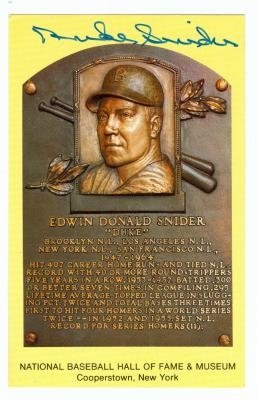 Duke Snider Autographed/Hand Signed Hall of Fame Plaque Postcard (Brooklyn Dodgers) 3.5x5.5 (67)