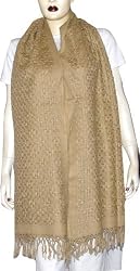 Women's Wool Scarf Brown Woolen Scarfs Dress Accessories Woolen India Clothing 27 x 78 inches (psrf119)