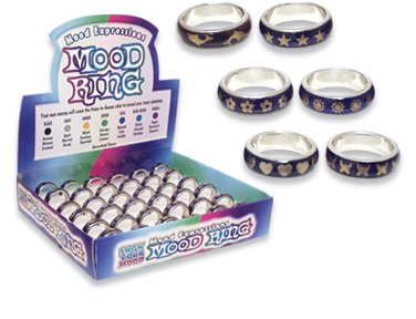 Set of 36 Mood Expressions FUN SHAPES MOOD RINGS w/ Display