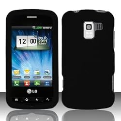 Rubberized Texture Black Snap-on Cell Phone Cover Faceplate / Executive Protector Case for LG Enlighten Optimus Q Slider VS700