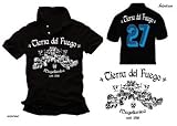  : Tierra del fuego MAGELLANICA Poloshirt schwarz S -XXL  vorne+hinten blau