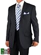 Hand Tailored Navy Faintstripe Pinstripe Valenti Made in Italy Cashmere Wool Men Suits - 2 Button Canvas Front Jacket w/ Flat Front Pants for Business and Year Round Use