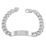 Solid & Thick 925 Sterling Silver 9 Inch Mens Engravable Curb Id Bracelet