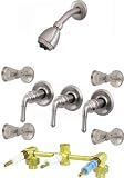Brushed Nickel 3 Handle Shower with 4 Body Sprays & Valve with Built-In Diverter