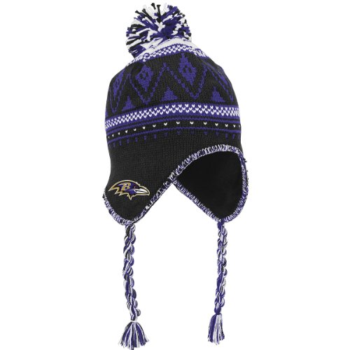 Reebok Baltimore Ravens Braided Knit Hat with Pom One Size Fits All