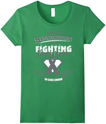 Women's Brain Cancer Shirt Brain Cancer Awareness - I'm Not Superwoman Large Grass