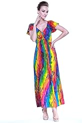 Flowy Rayon Summer Tropical Print Maxi Dress  With a Bow(s)