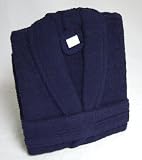 500 GSM Plain Navy Blue 100% Cotton Terry Towelling Bathrobe - Free Size