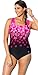 Aquabelle Women's Plus Size Engineered Pink Exploded Floral Swimsuit
