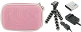 4n1 Nylon Hard Shell (Pink) Case / DMW-BCF10 Battery / AC DC Charger for Panasonic Lumix DMC-F3S Digital Camera Silver