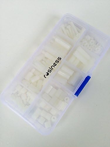 Rosiness 120Pcs M3 Nylon Hex Spacers Screw Nut Stand-off Plastic Accessories Assortment White