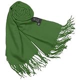 Basile Fringed Solid Wool And Cashmere Pashmina Shawl Green
