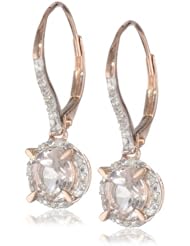 10k Rose Gold Morganite and Diamond Leverback Earrings (0.1 cttw GH, Color, I1-I2 Clarity)