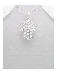 Hamsa Pendant Necklace In 92.5 Sterling Silver