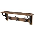 Shelf with 3 Hooks - Dark Pine