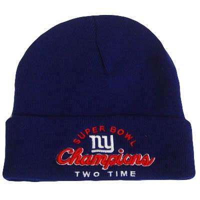 NFL NEW YORK GIANTS SUPER BOWL CHAMPS BLUE KNIT BEANIE