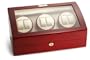 Diplomat Cherry Wood Six Watch Winder with Off-White Leather Interior