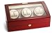 Diplomat Cherry Wood Six Watch Winder with Off-White Leather Interior