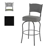 Garden Collection Bar Stool With Wine Back - 26 Inch Seat - Black