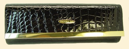 Stylish Black Crocodile Clutch Purse - Vecceli Italy, Designed By Ronella Lucci (cl-107) - 11