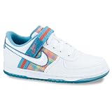 「NIKE(ナイキ) カジュアルシューズ レディース スニーカー バンダル LOW GS ホワイト×ミネラルブルー 24.5」の画像
