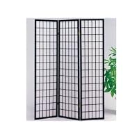 3-Panel Black Wood Shoji Screen / Room Divider