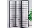3-Panel Black Wood Shoji Screen / Room Divider