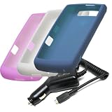 Brand NEW Pink, White and Blue Silicone Skin Cover Cases and Car Charger for Blackberry Storm2 9550 9520