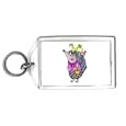 Keychain with the image of: hedgehog, purse, fruit'