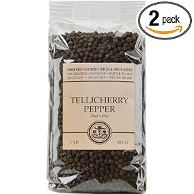 India Tree Tellicherry Pepper, 1-Pound Bags (Pack of 2)