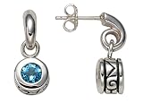 Sterling Silver Earrings w/ Blue Topaz From The Swirl Collection