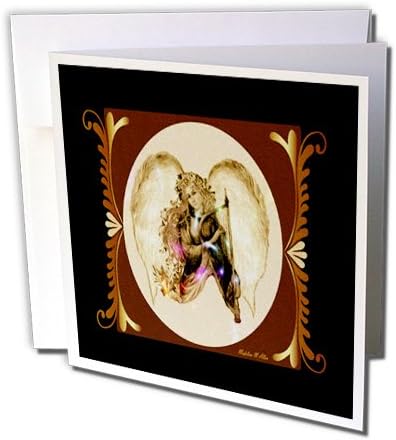 3dRose 8 x 8 x 0.25 Inches Angel with Harp Christmas Art 7 Greeting Cards, Set of 6 (gc_6677_1)