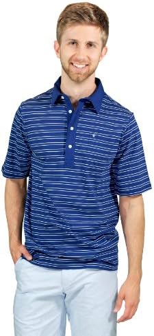 Criquet Shirts Men's Striped Players Shirt Medium Navy with White Stripe