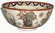 Decorative Porcelain Bowl, Japanese Imari Style - Hand Painted Black and Gold, 6"D