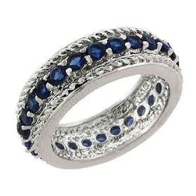 ESTATE Silver blue cz prong ETERNITY BAND/RING Size 7