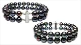 7.5x8mm Rosy Black Double Strand Freshwater Cultured Pearl Bracelet - 8 inches