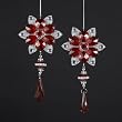 Club Pack of 24 Red and Silver Extravagant Jewel Snow Flower Christmas Ornaments